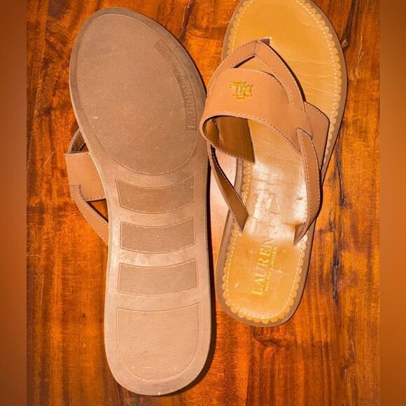 Lauren by Ralph Lauren Rosalind Sandal, Tan, EUC sz 11 - Picture 3 of 4